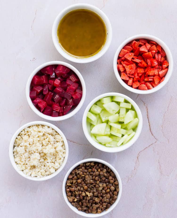 Ingredients for Lentil & Millet Salad | Easy glutenfree healthy lentil millet summer salad