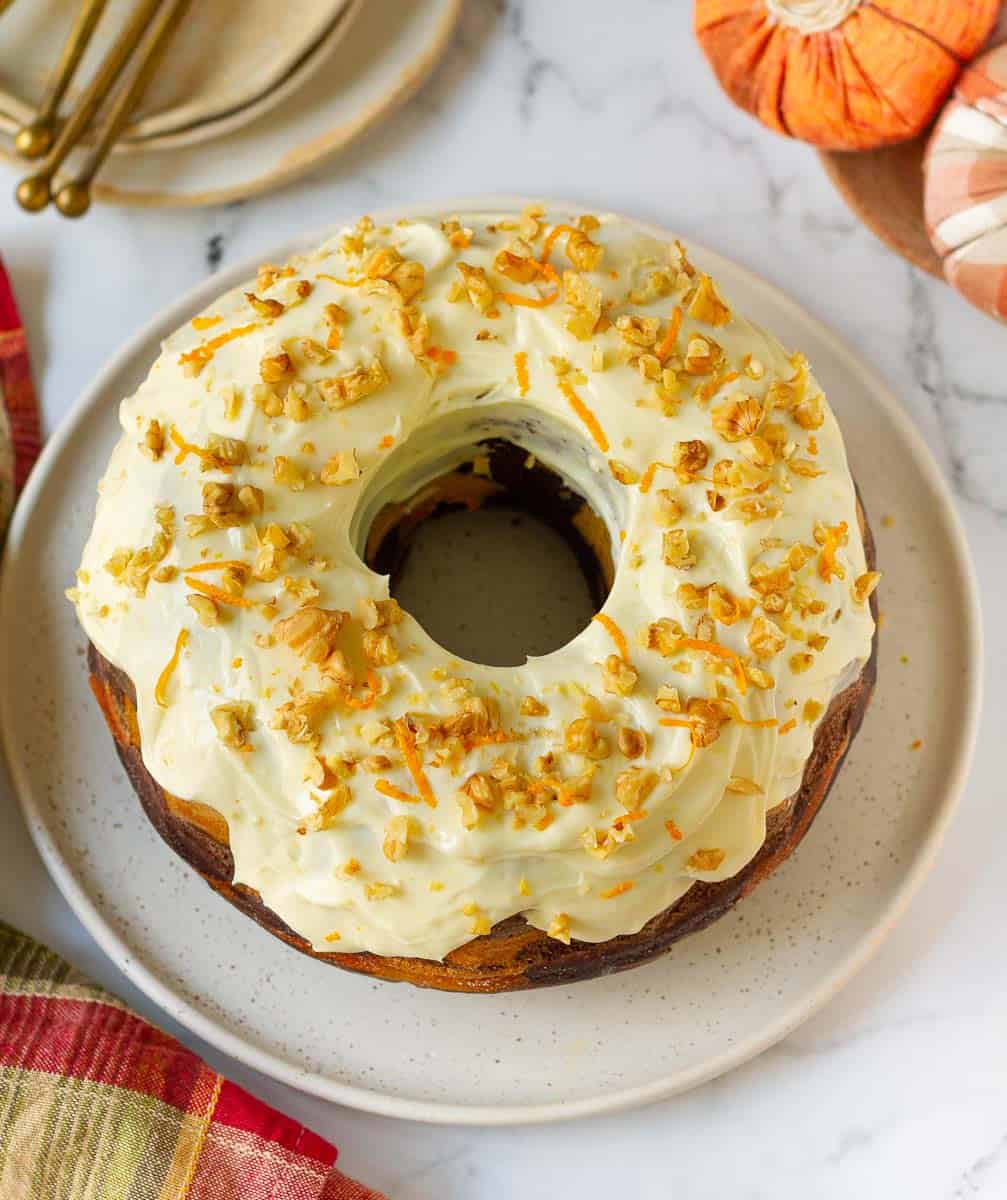 Pumpkin Swirl Cake with Cream Cheese Frosting