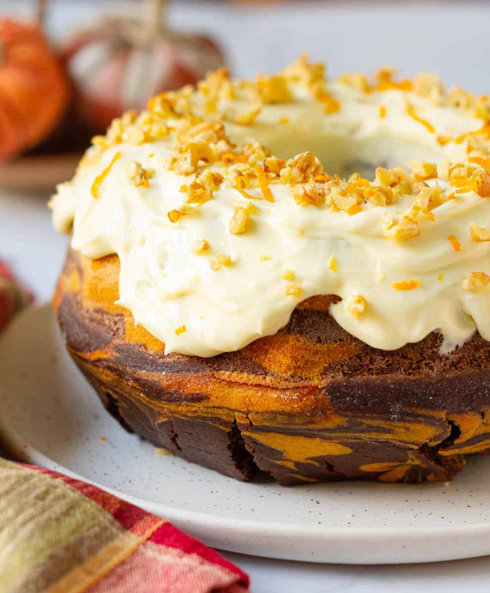 Pumpkin Swirl Cake with Cream Cheese Frosting