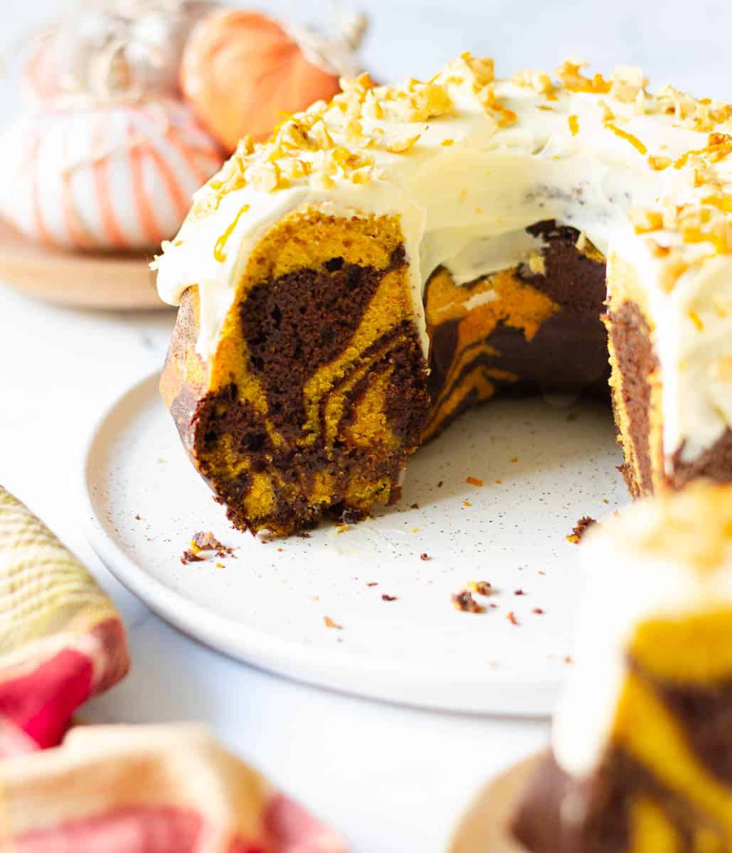 Pumpkin Swirl Cake with Cream Cheese Frosting