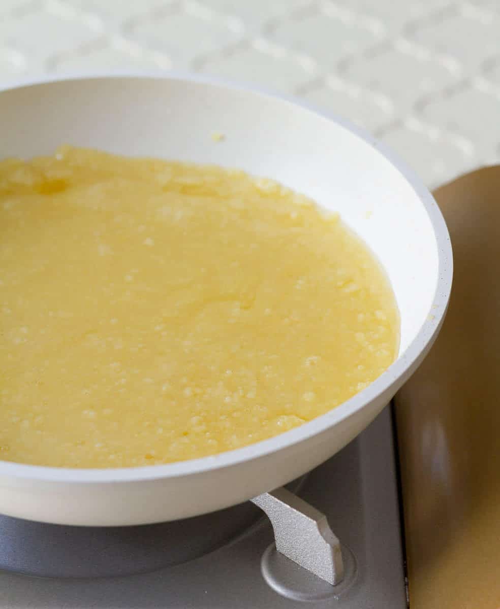 khoya and sugar cooked and melted