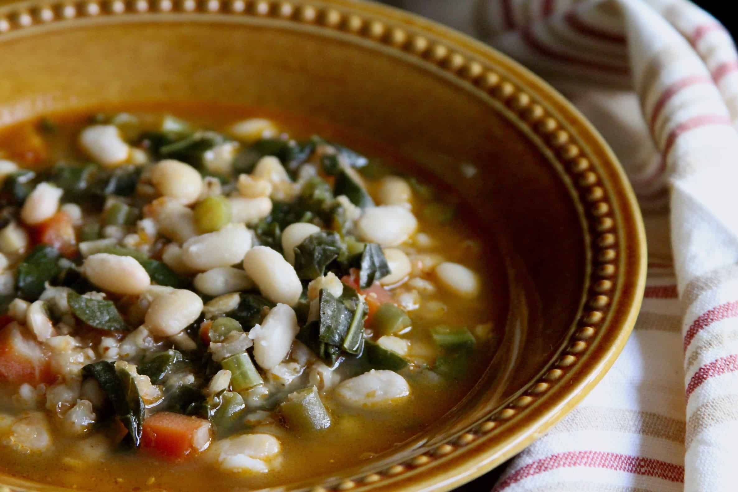 Barley Soup With Beans & Greens