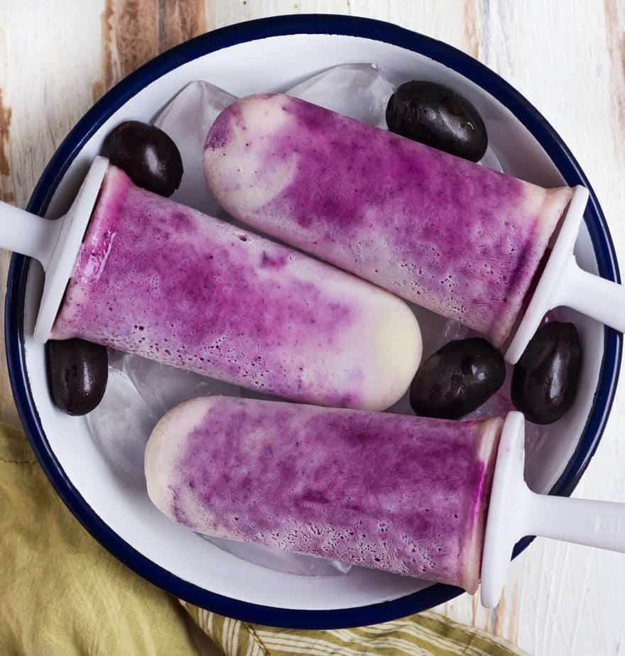 Jamun Yogurt Popsicles in a bowl.