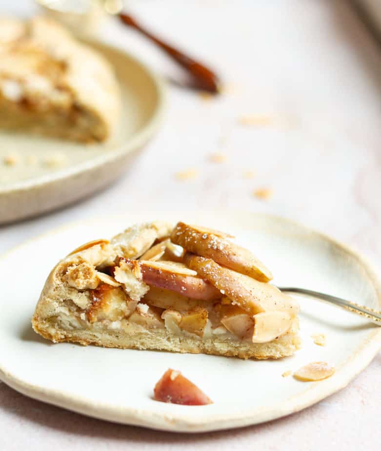 A slice of Apple Marzipan Galette | Easy gluten-free apple galette with homemade marzipan