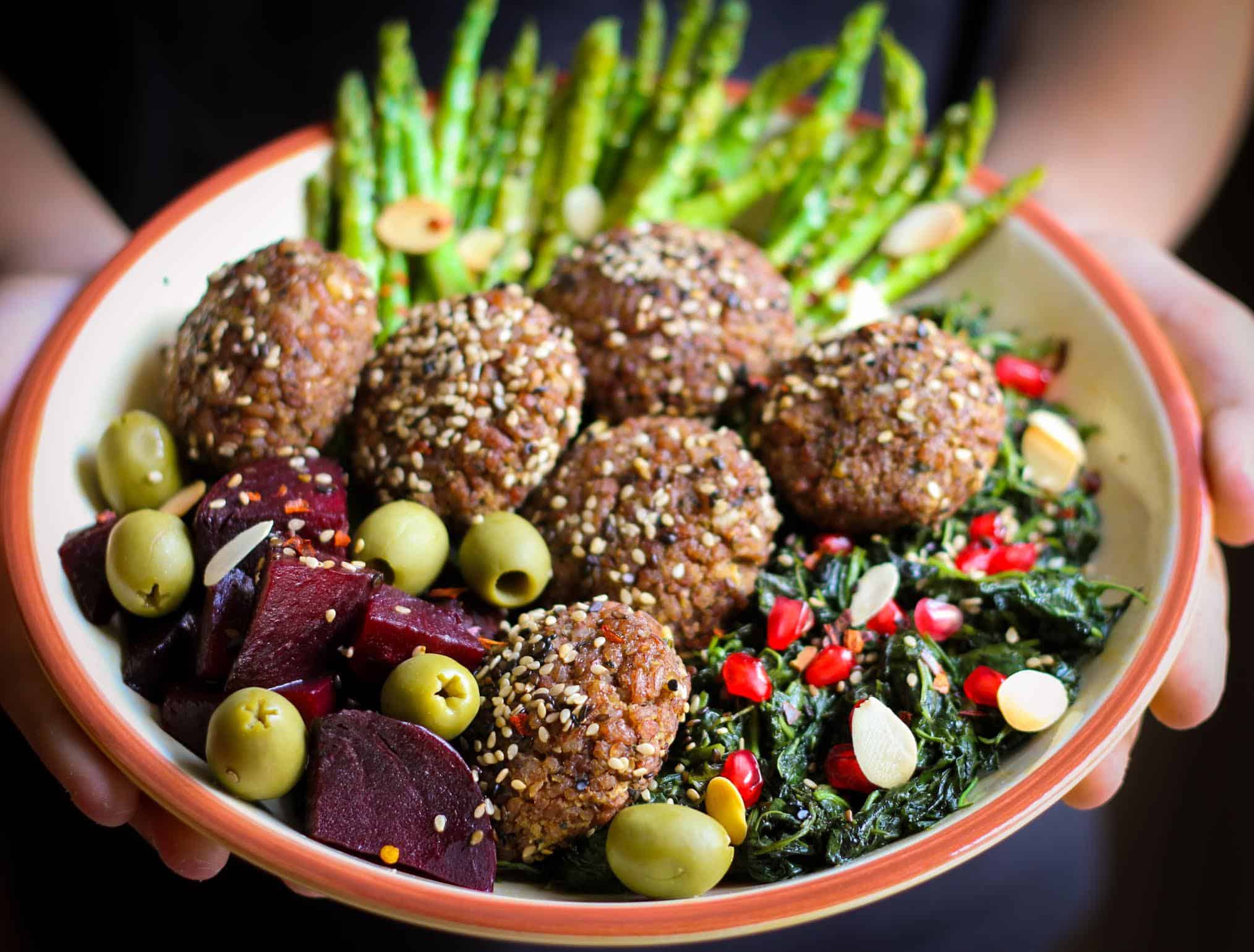 Simple Baked Red Rice Falafels