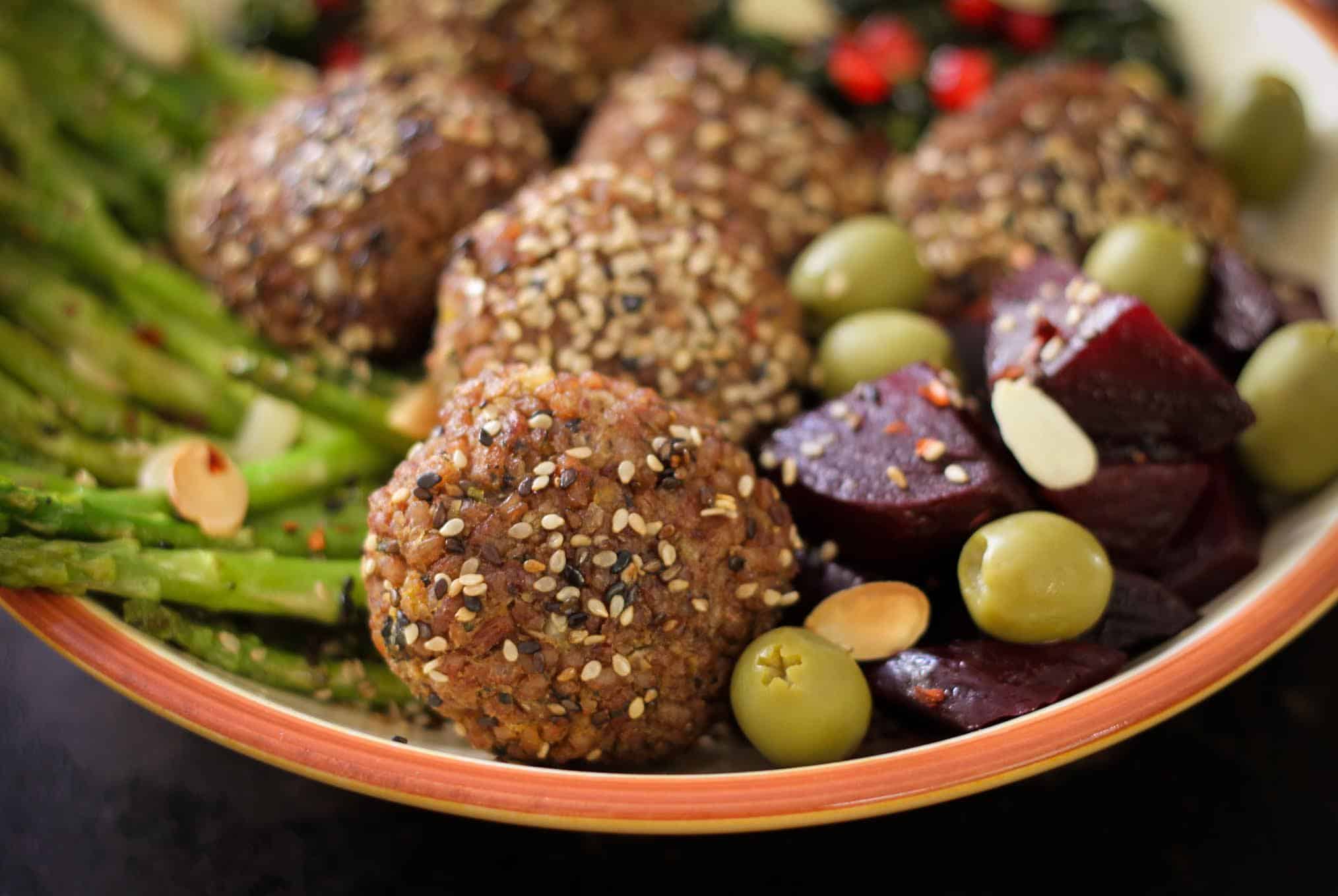 Simple Baked Red Rice Falafels
