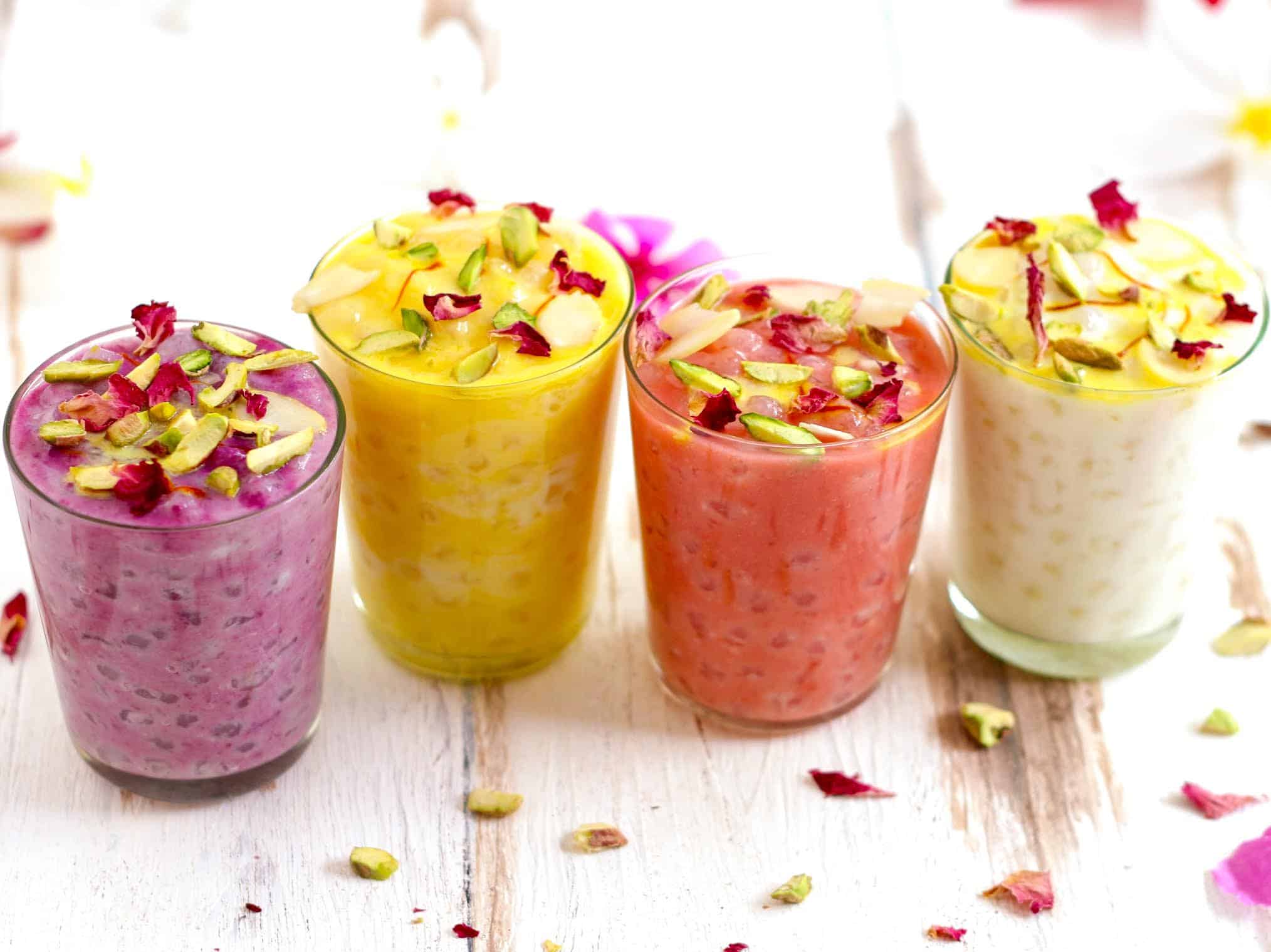 Sabudana Kheer ( sago pudding) with natural fruit flavourings