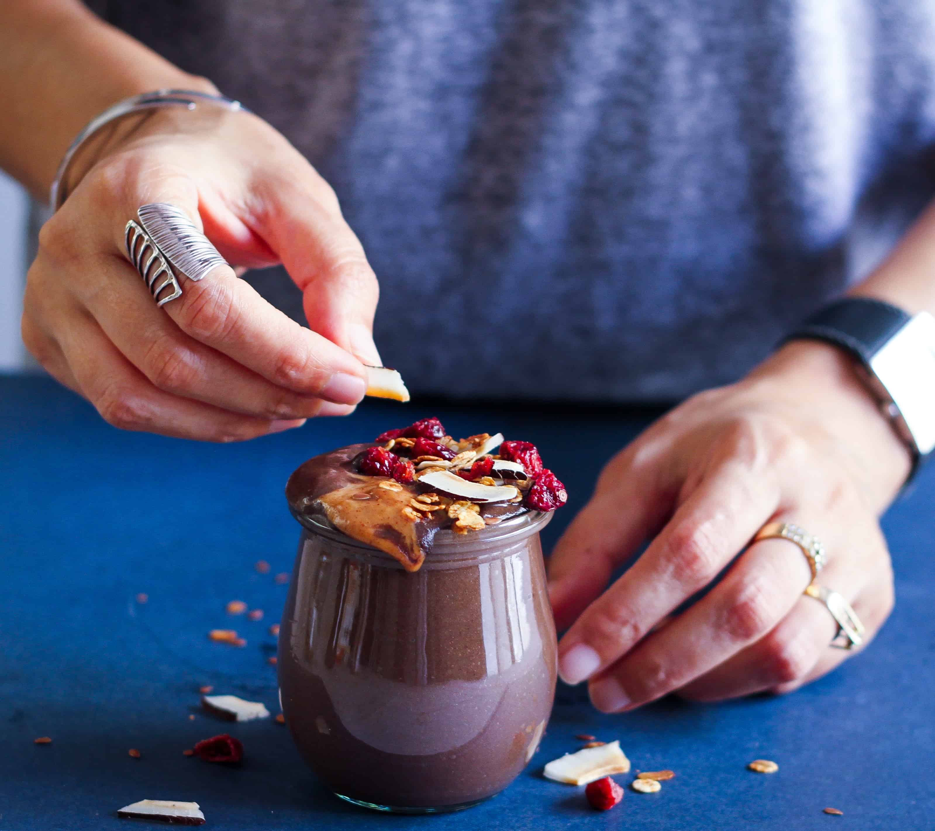 Chocolate Peanut Butter Smoothie healthy refined sugarfree vegan dairyfree protein