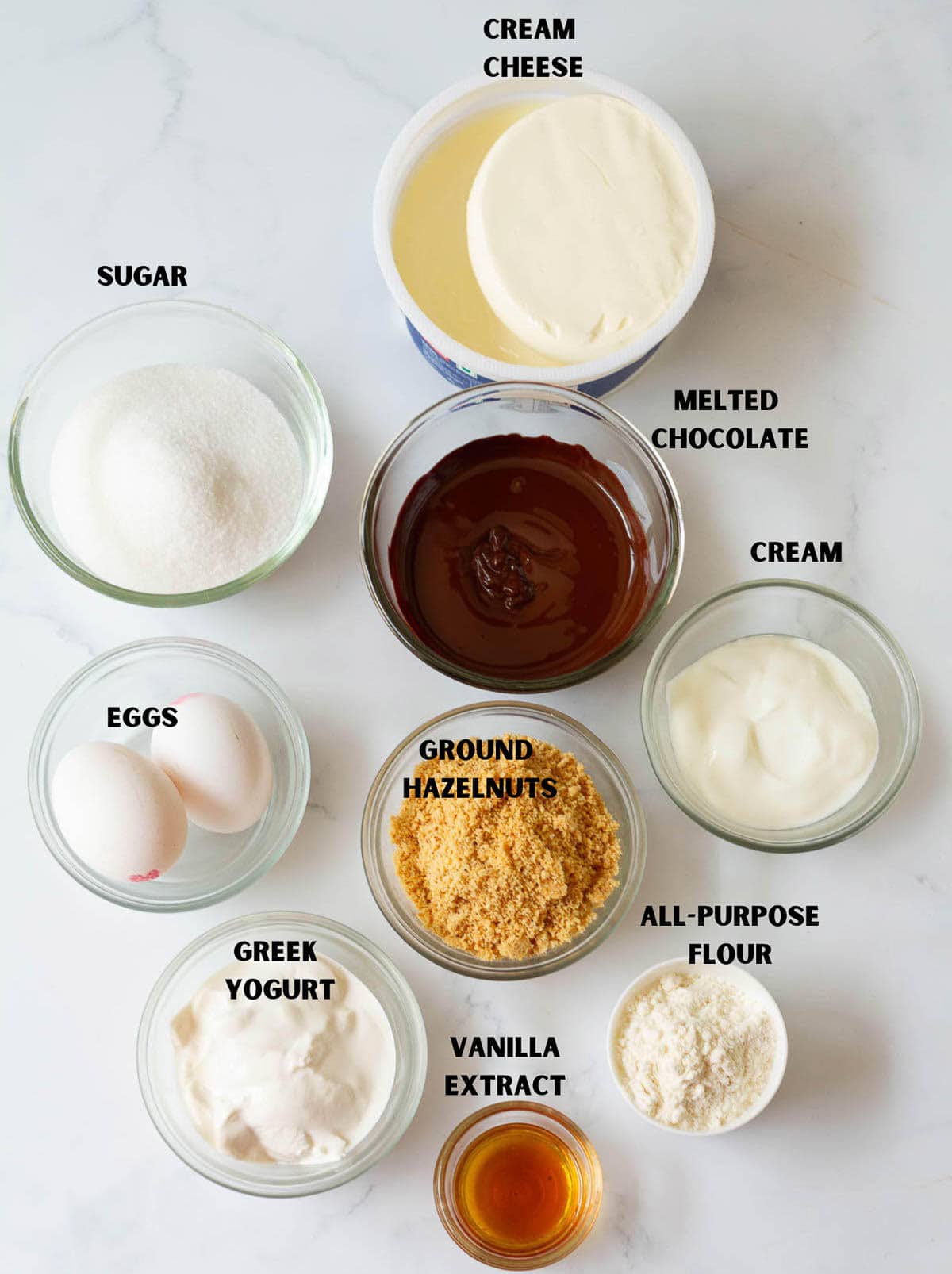 Ingredients for cheesecake filling.