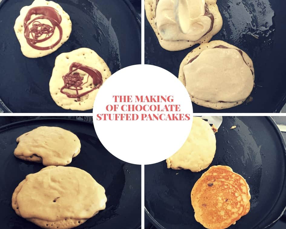 Chocolate Stuffed Pancakes breakfast wholegrain cooking