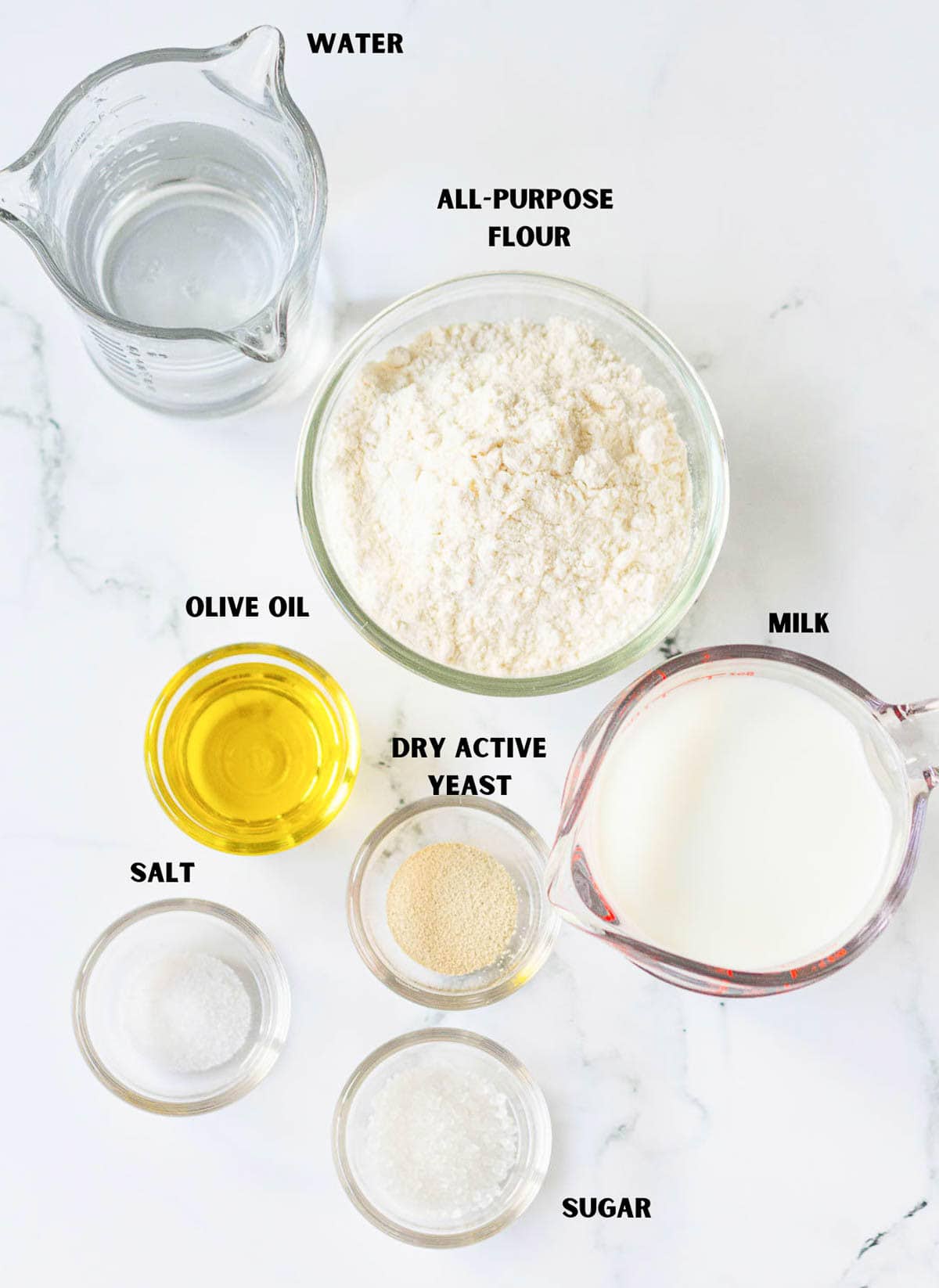 Ingredients to make homemade English muffins.