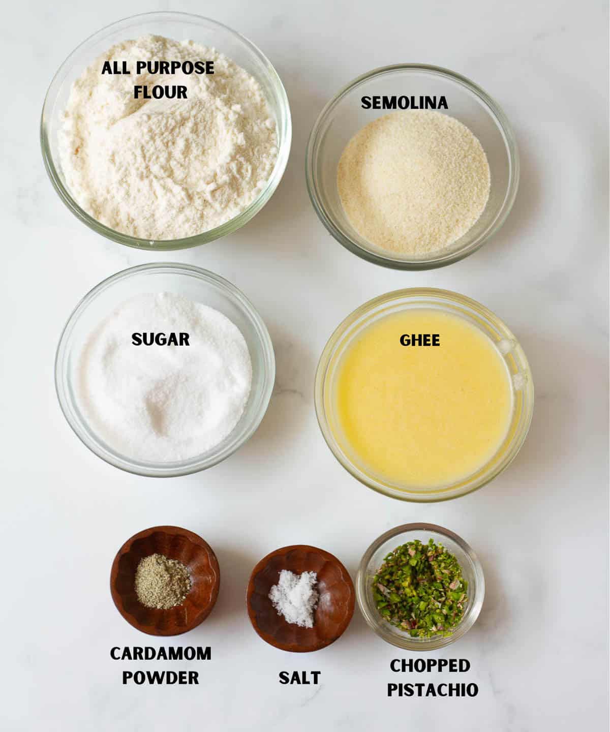 Labelled ingredients for making nankhatai.