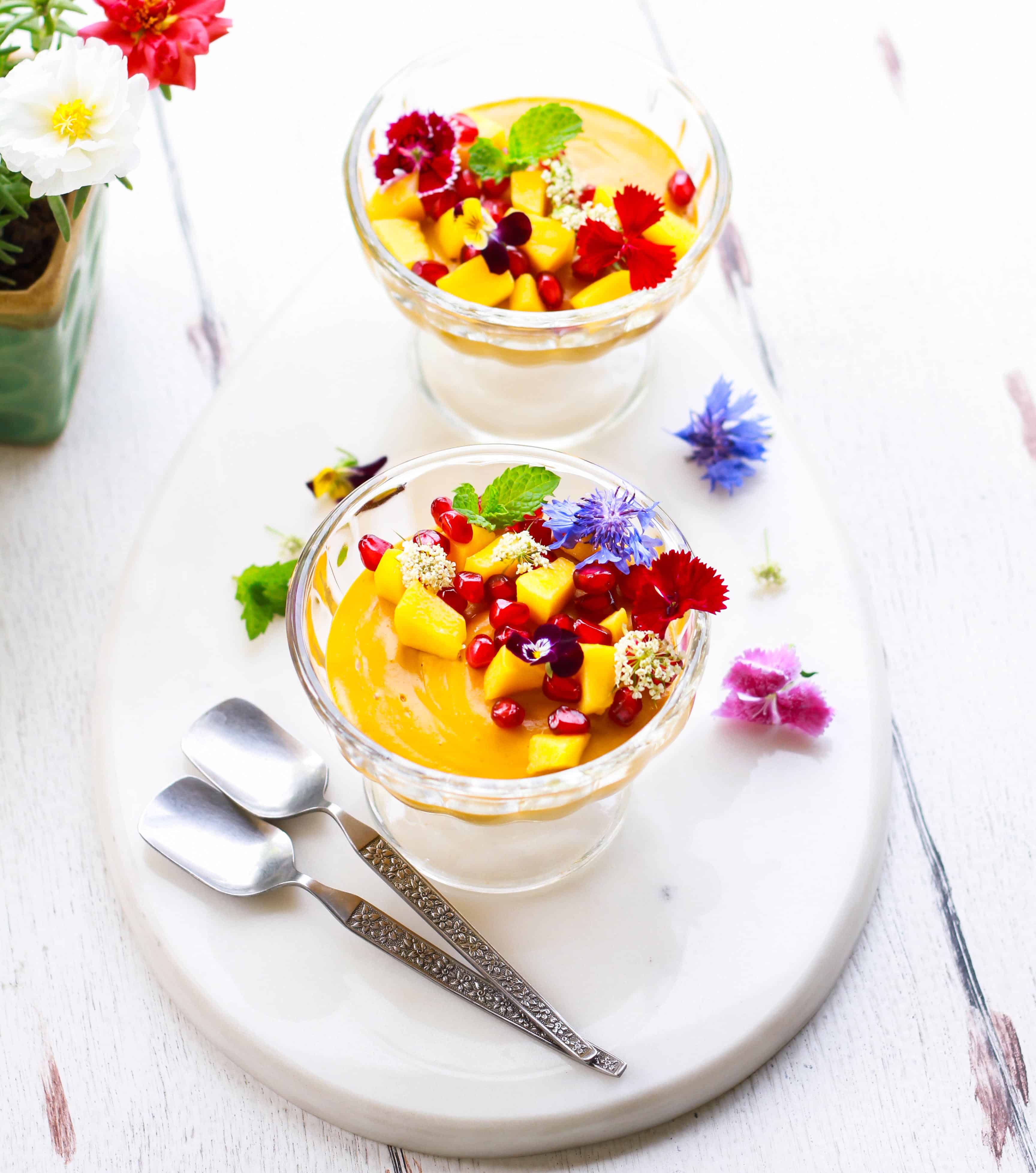 Mango Coconut PannaCotta | Vegan Glutenfree Dessert Mango Coconut Panna Cotta, A vegan & glutenfree dessert.