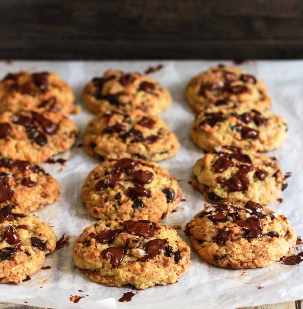 Chocolate Chip Tahini Cookies vegan eggless easy recipe