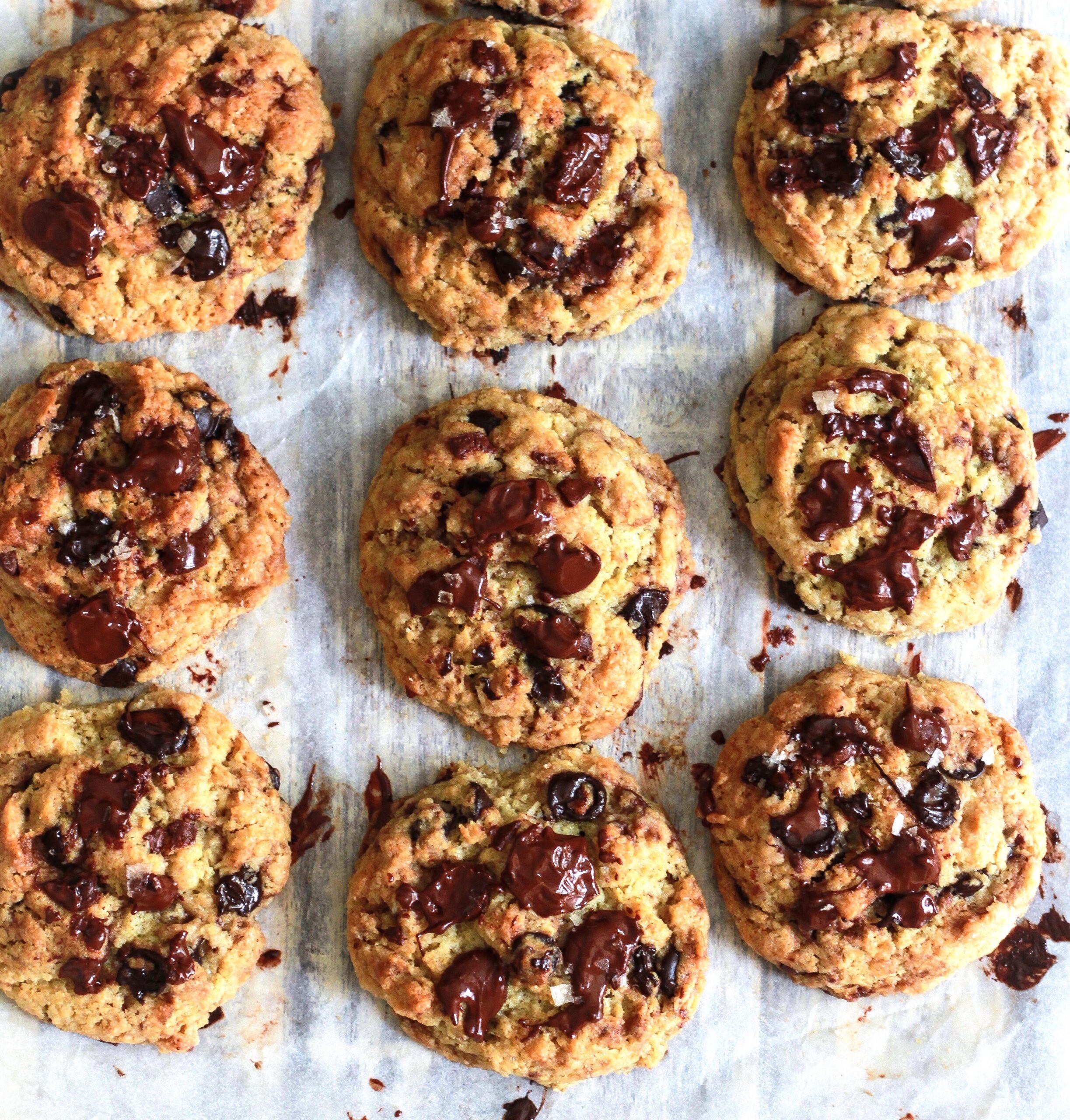 Chocolate Chip Tahini Cookies vegan eggless easy recipe
