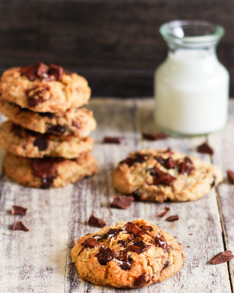Chocolate Chip Tahini Cookies vegan eggless easy recipe