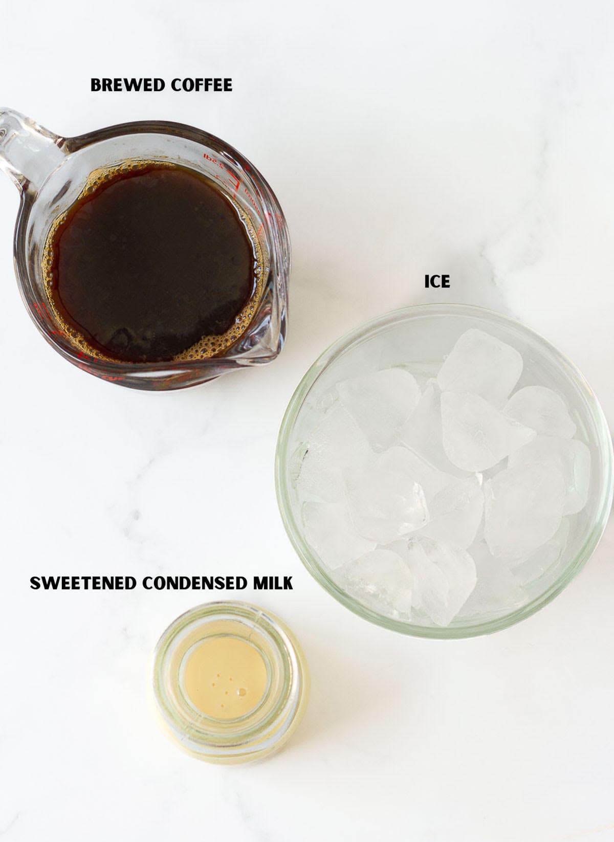 Ingredients for making Vietnamese iced coffee.