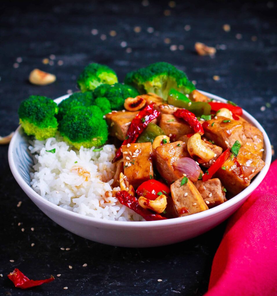 Spicy Tofu Stirfry healthy easy vegan recipe