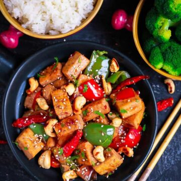 Spicy Tofu Stirfry healthy easy vegan recipe