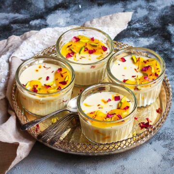 Saffron Cardamom Baked Yogurt with Mango Saffron Compote easy dessert