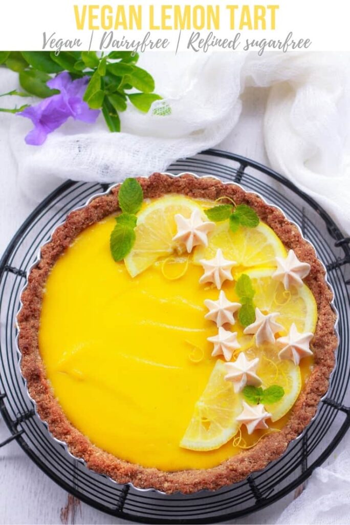 Vegan Lemon Tart easy dessert recipe Dairyfree Refined sugarfree