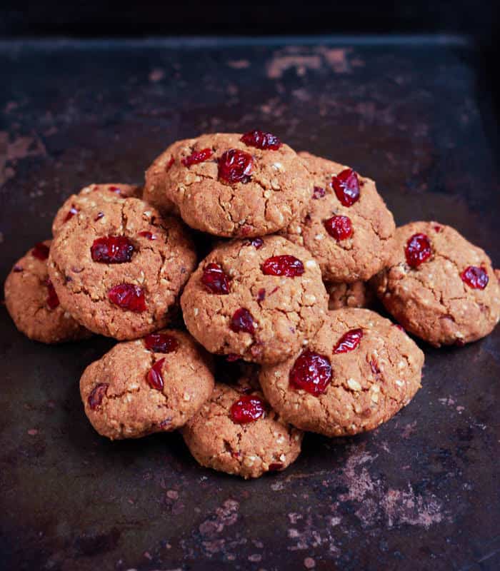Ginger Cranberry Oatmeal Cookies vegan dairyfree refined sugarfree baking