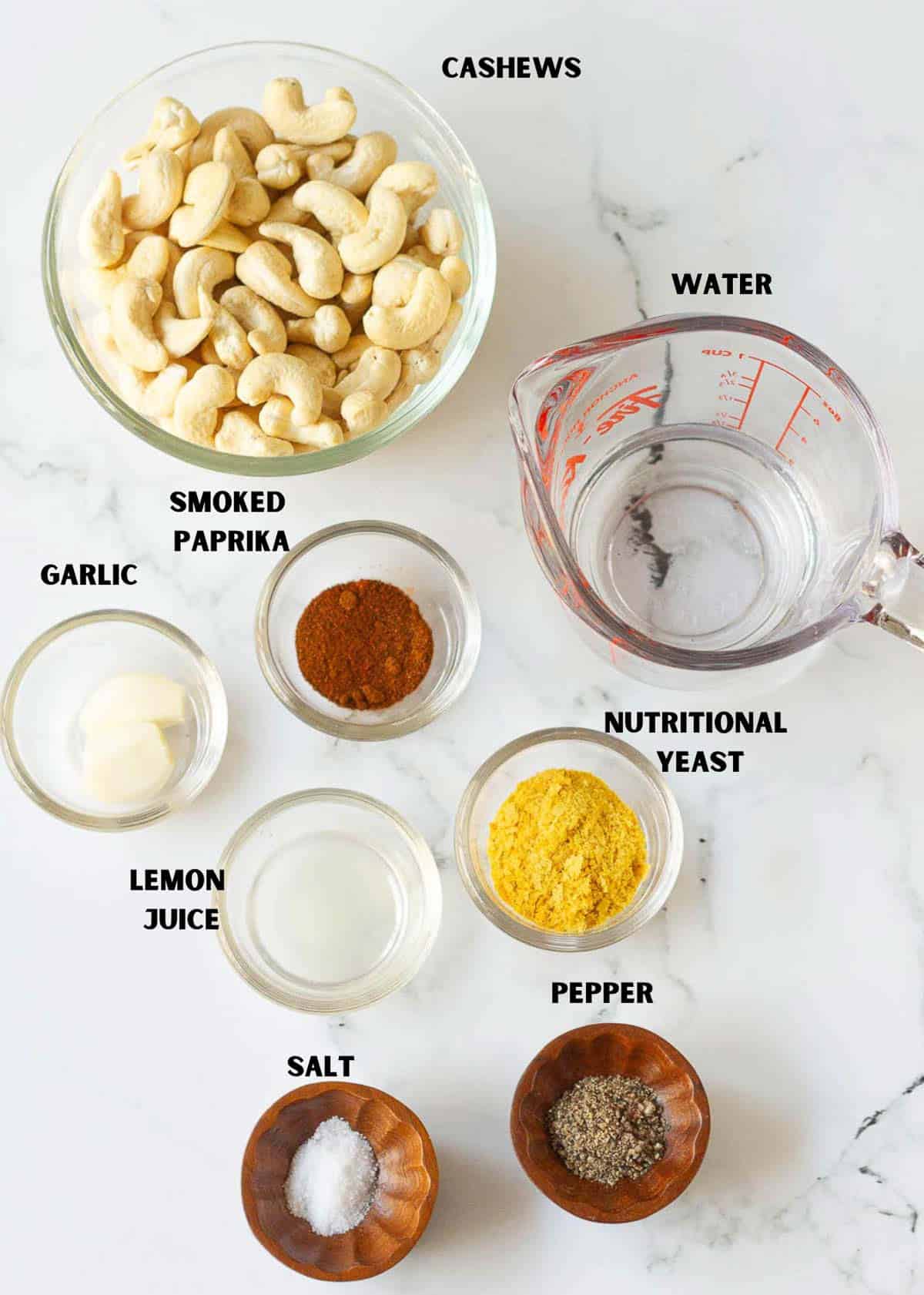 ingredients for making cashew ricotta cheese.