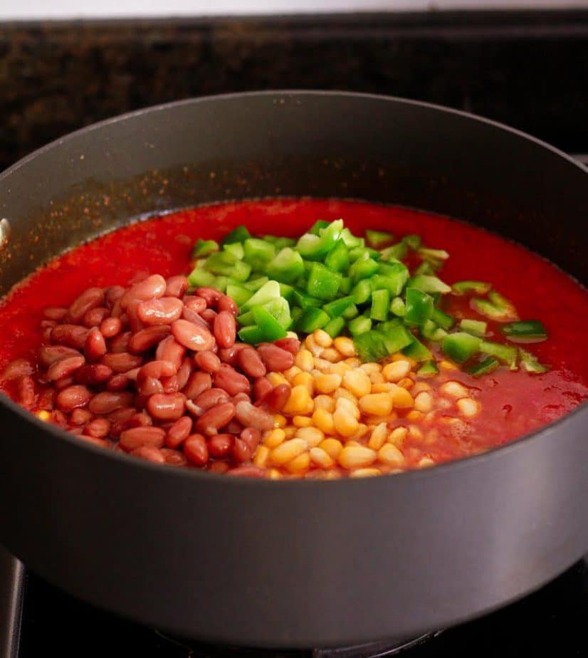 Add the veggies and red kiney bean Easy Mexican Rice | Healthy Vegan Gluten-free Recipe