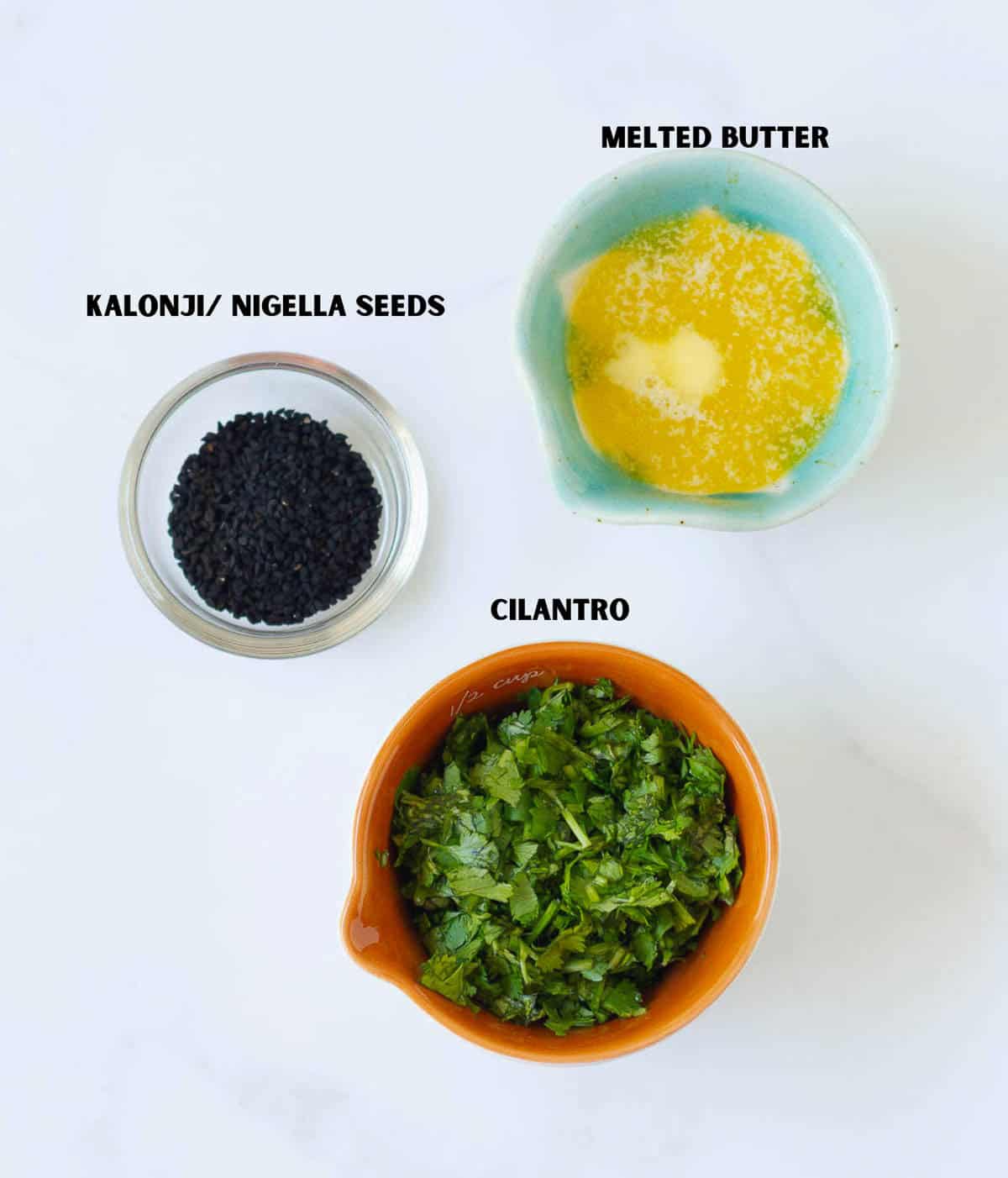 labelled toppings for naan.