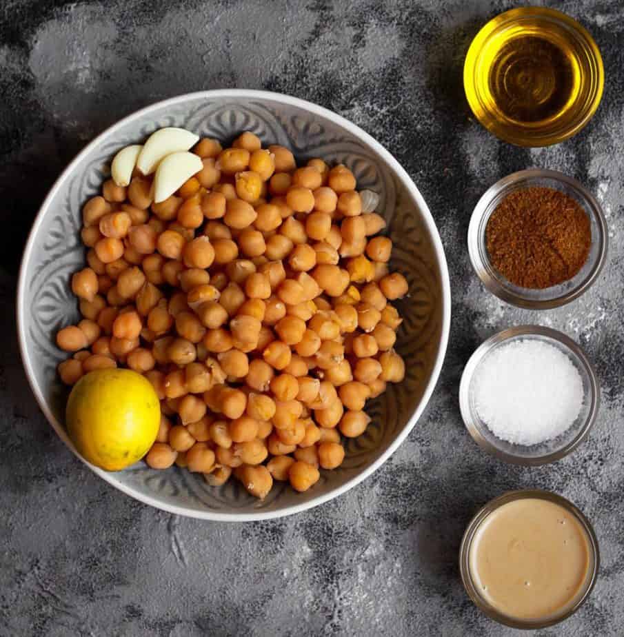Ingredients for making hummus.