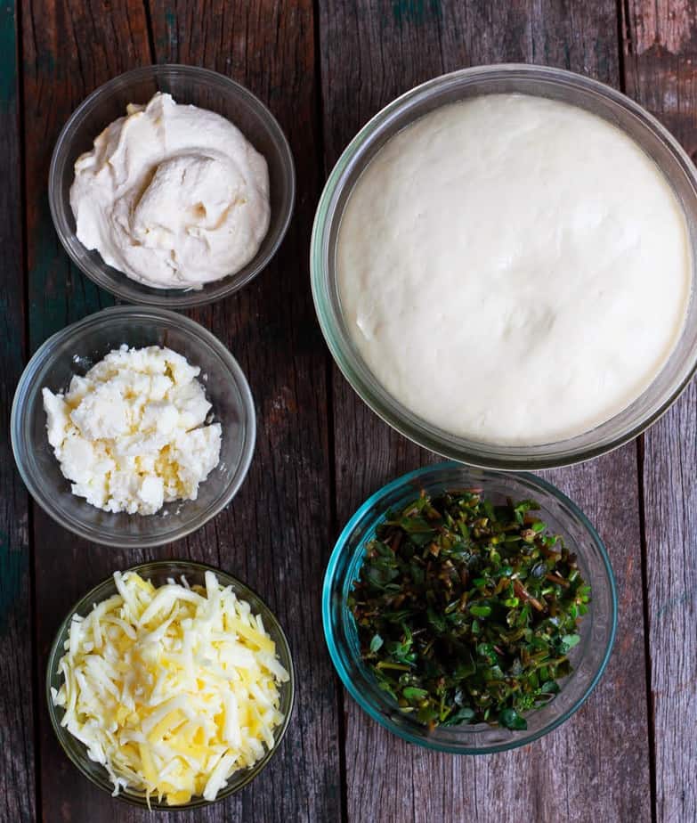 Ingredients for making Khachapuri- Georgian Cheese Bread
