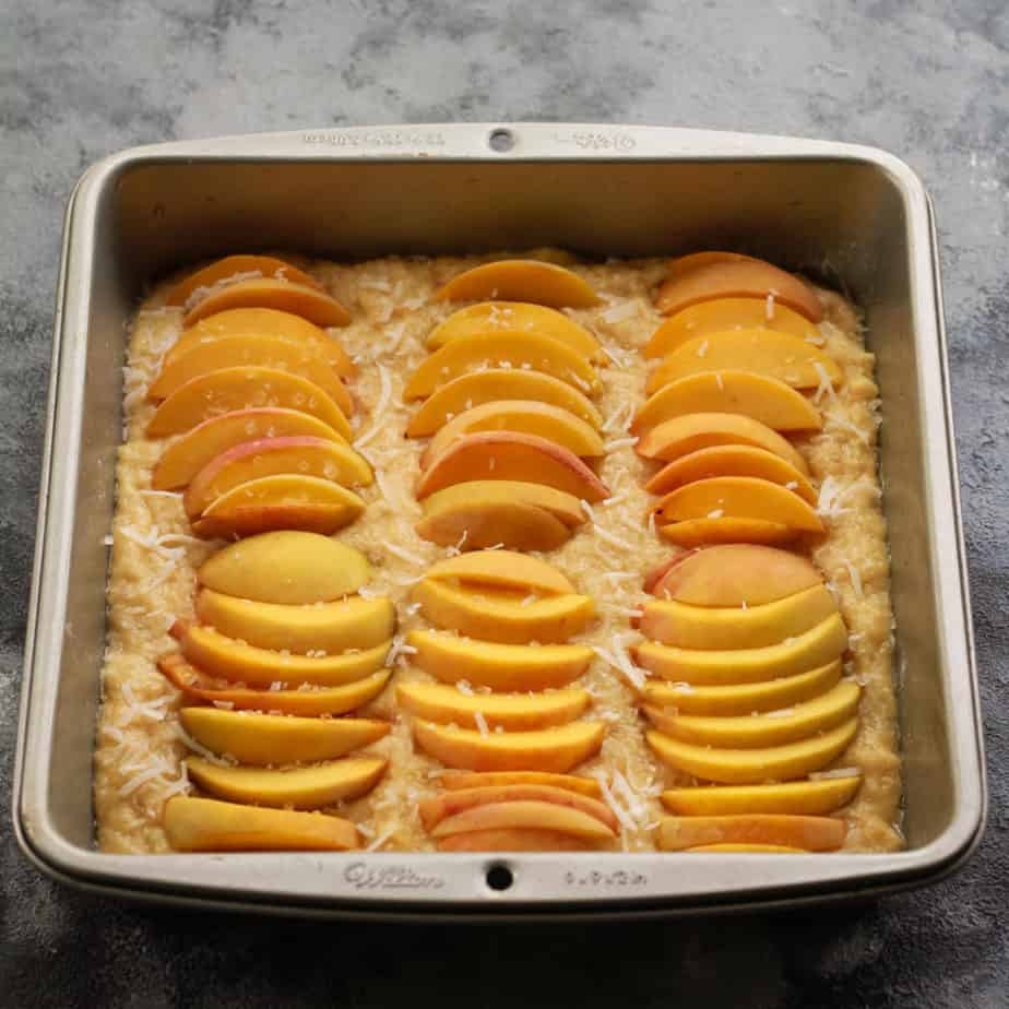 Eggless Coconut Peach Cake