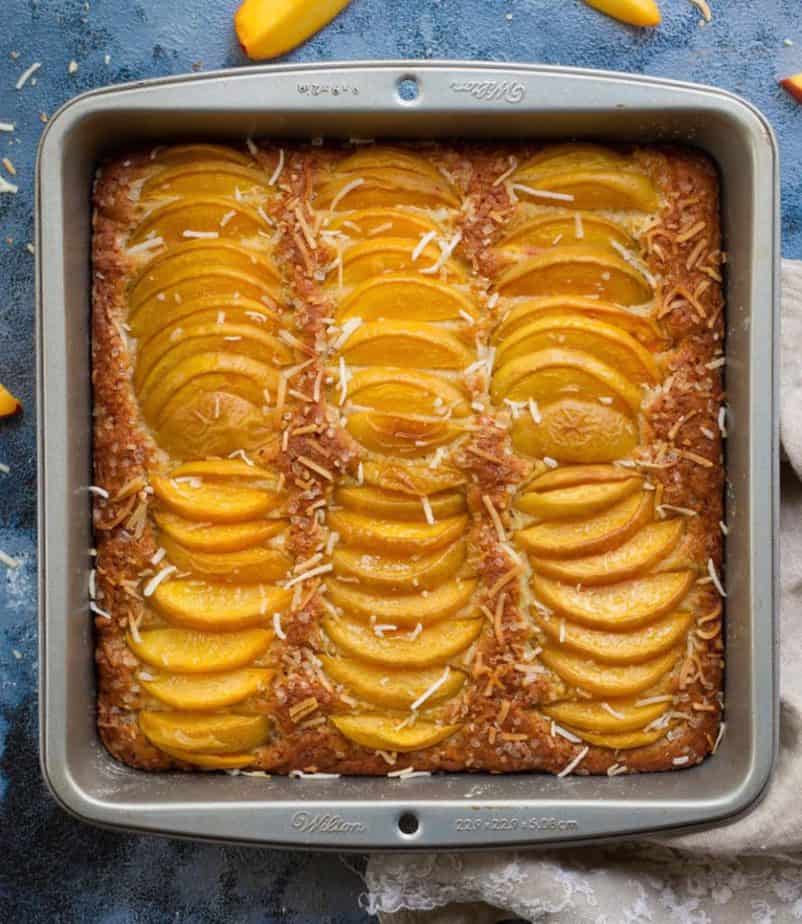 Eggless Coconut Peach Cake