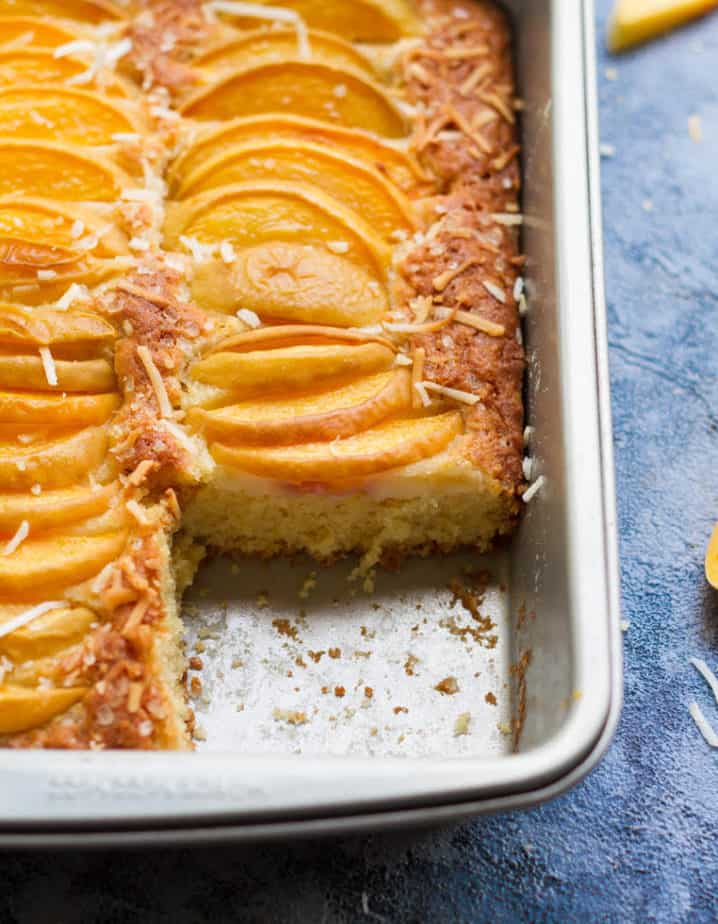 Eggless Coconut Peach Cake