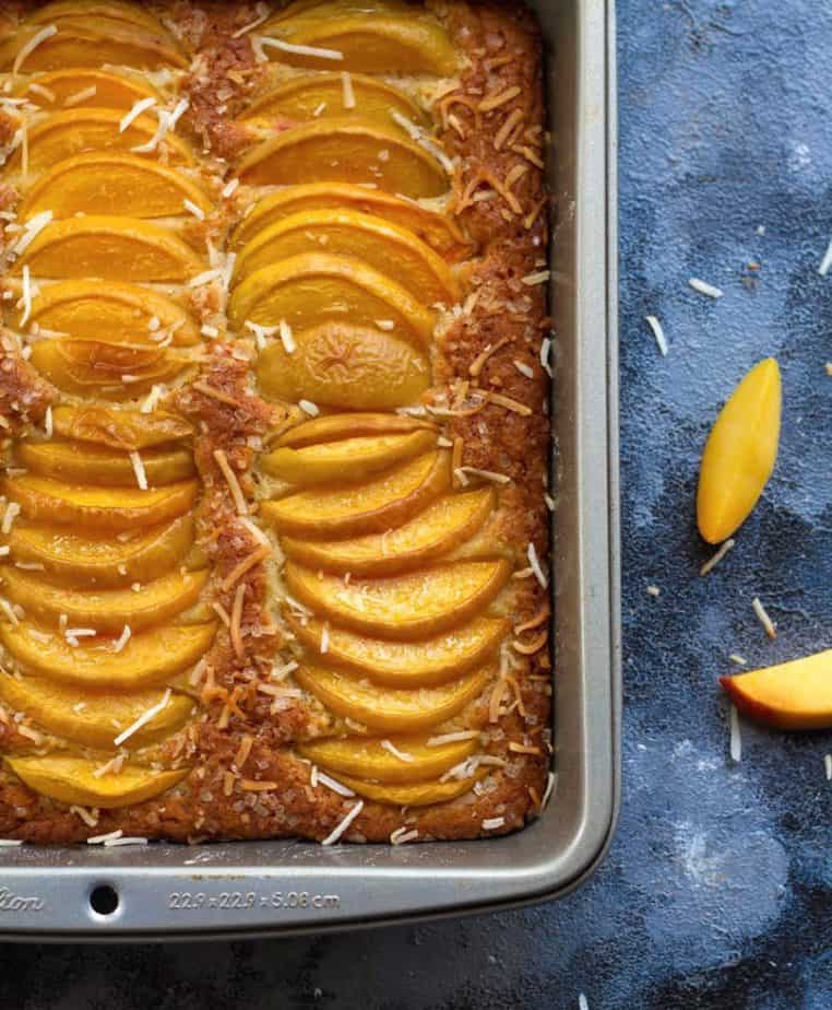 Eggless Coconut Peach Cake