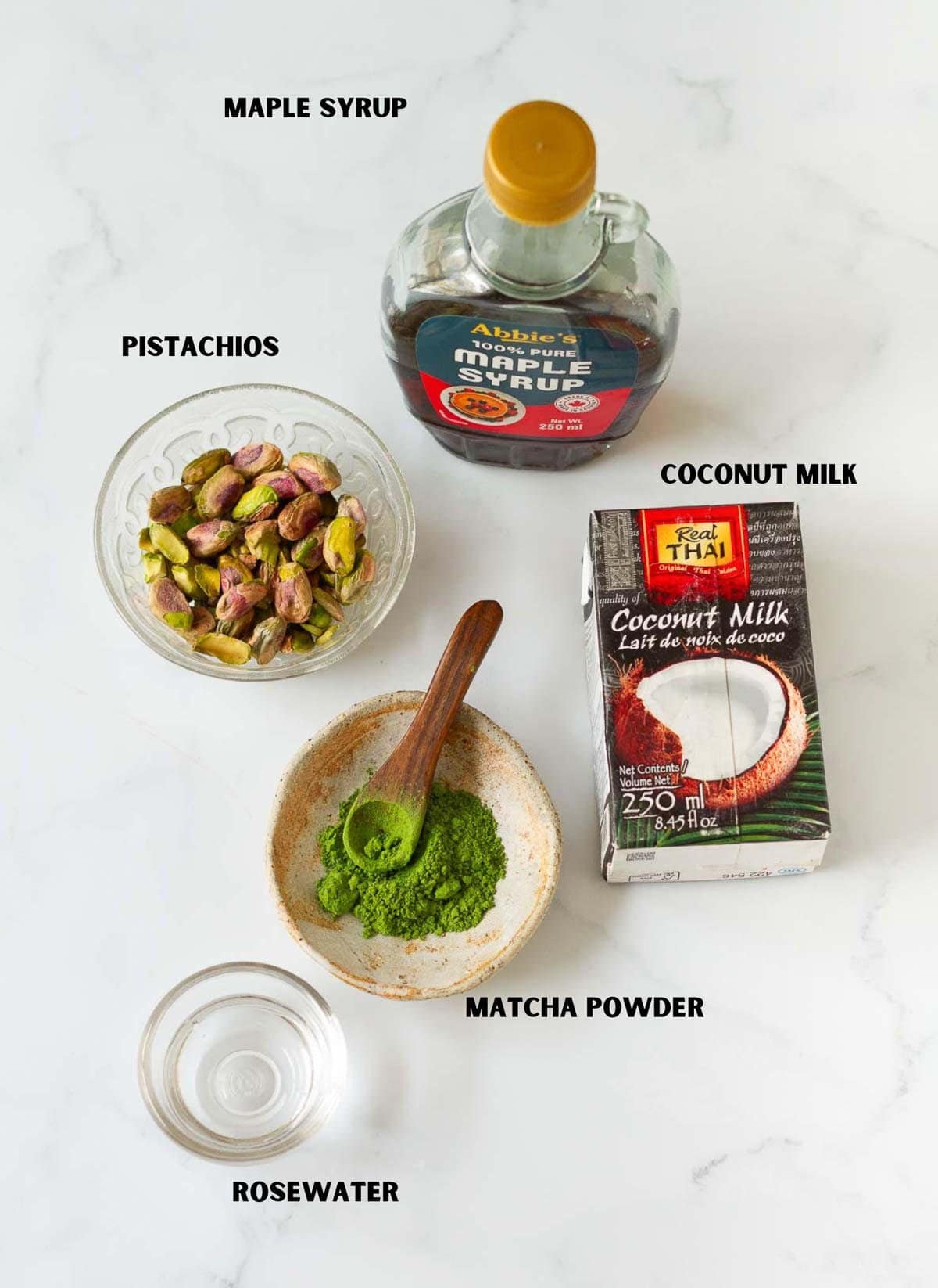 Ingredients for making matcha popsicles.