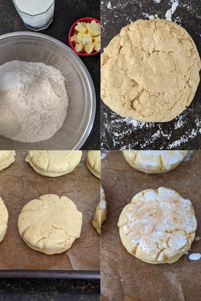 Steps for making peach shortcakes.