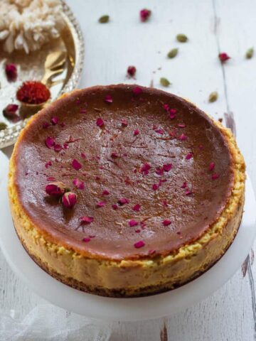 Saffron cardamom cheesecake