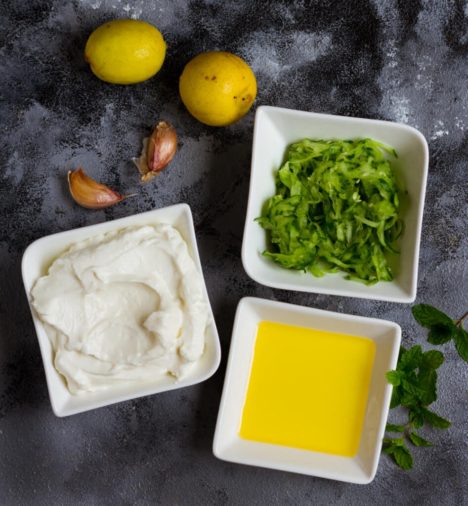 Ingredients for Tzatziki | Easy homemade Greek cucumber yogurt sauce