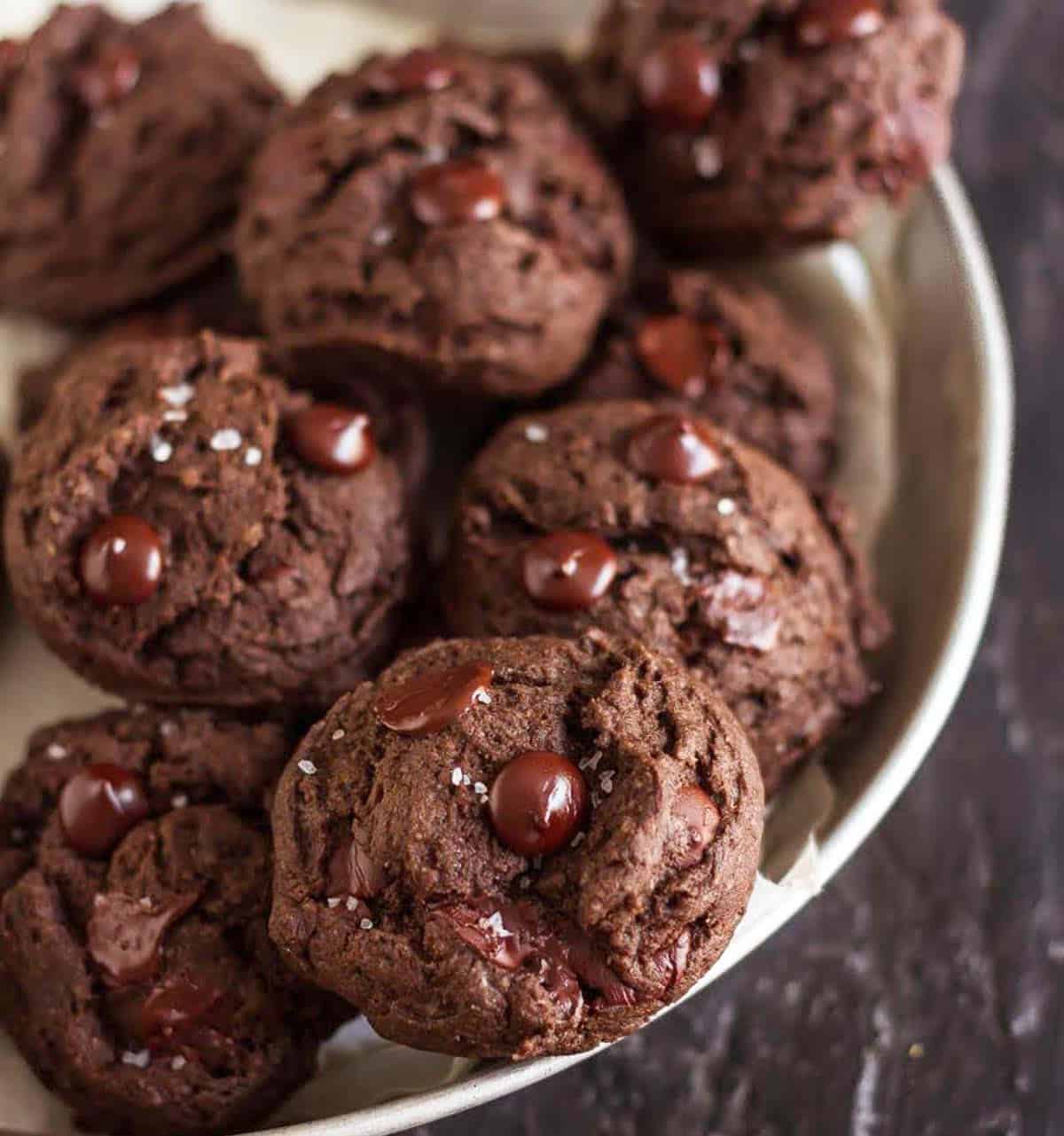 chocolate chip cookies in a plate.