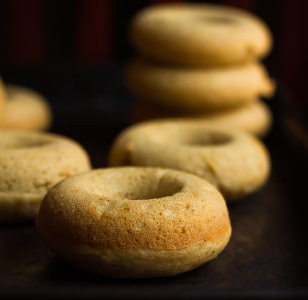 Vegan Pumpkin donuts | Easy eggless baked donuts recipe