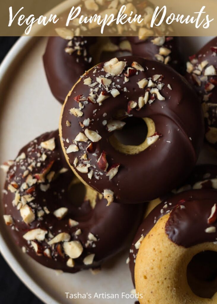 Vegan Pumpkin donuts | Easy eggless baked donuts recipe