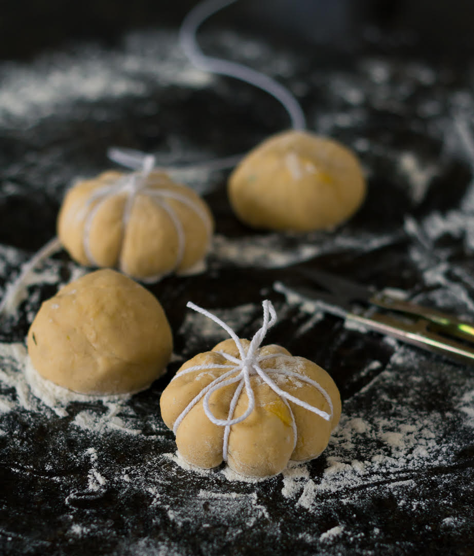 Making dough balls for Pumpkin Bread Rolls | Easy Vegan Pumpkin Dinner Rolls