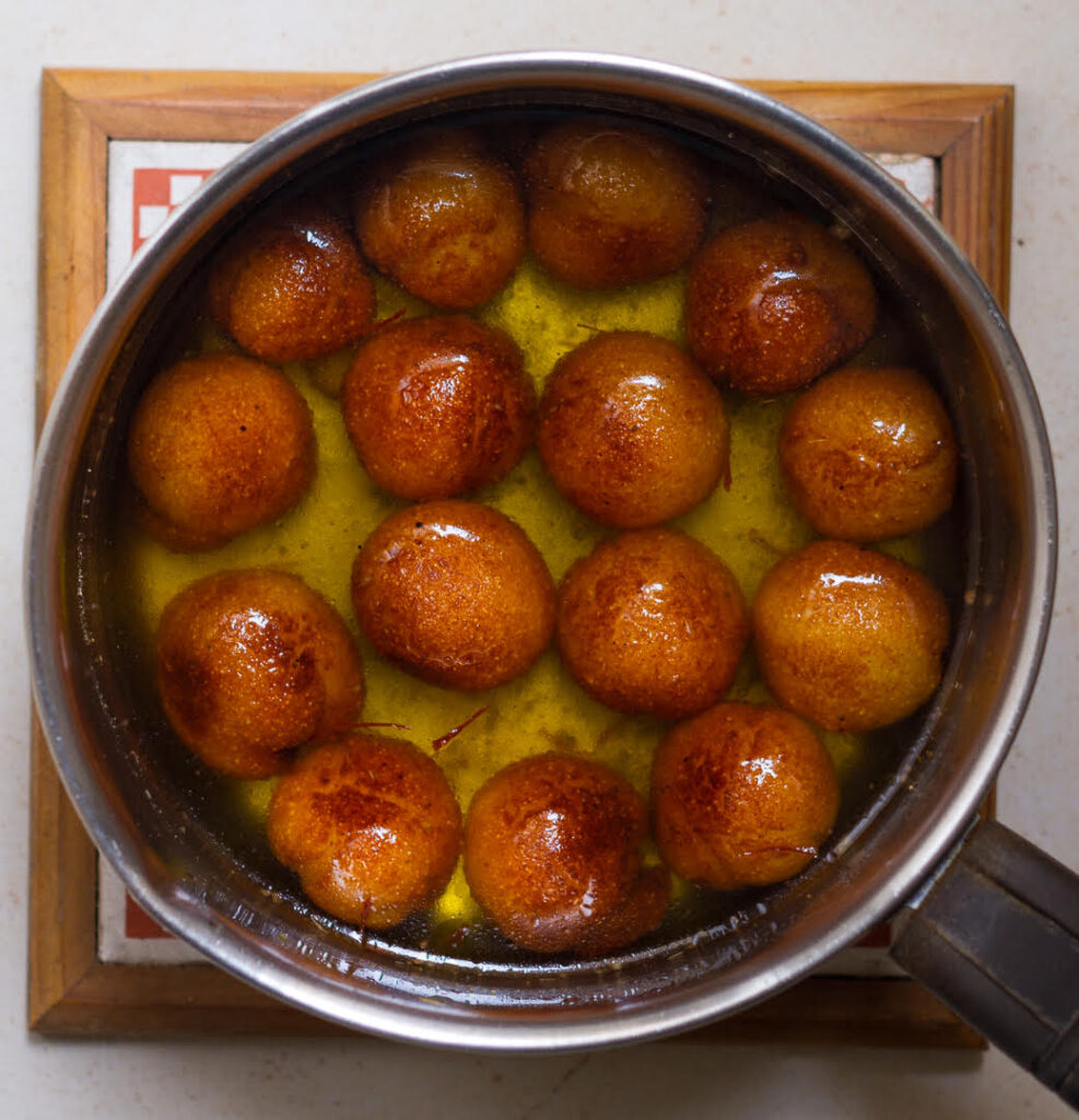 Dunk the dough balls in sugar syrup | Easy Homemade Gulab Jamun | How to make gulab jamun