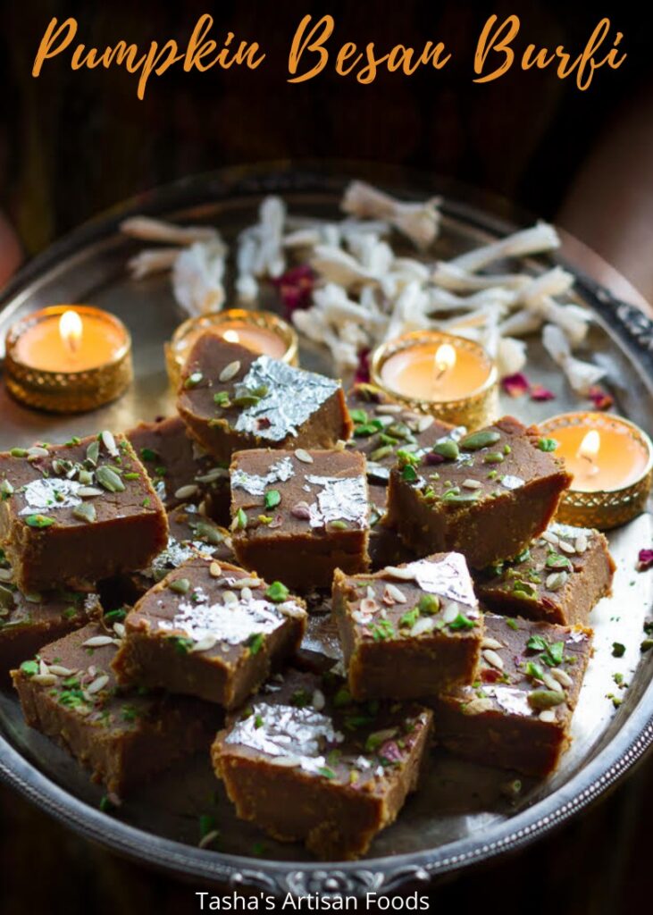 Pumpkin Besan Burfi | Glutenfree chickpea pumpkin burfi