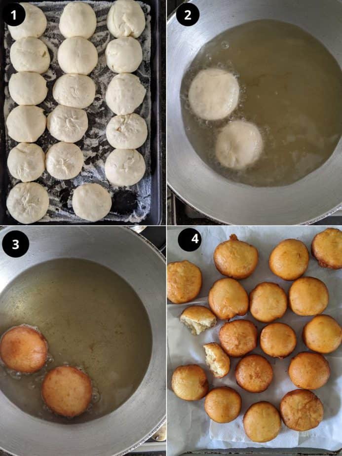 Steps for making donuts.