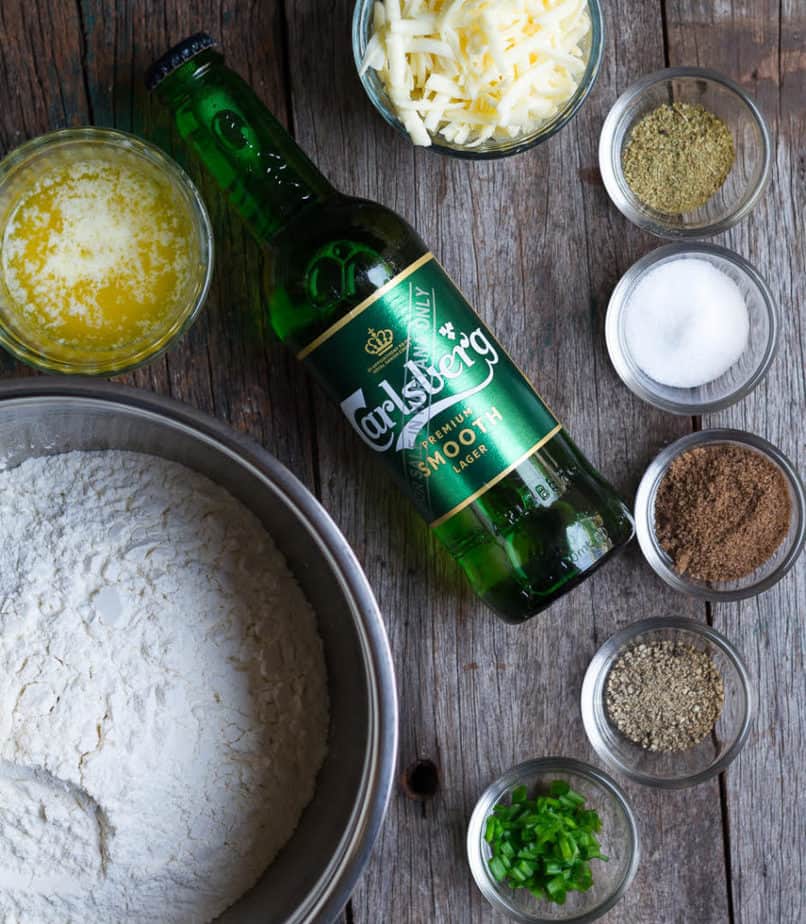 Ingredients for Cheese Beer Bread | Easy beer bread recipe| Quick Beer Bread