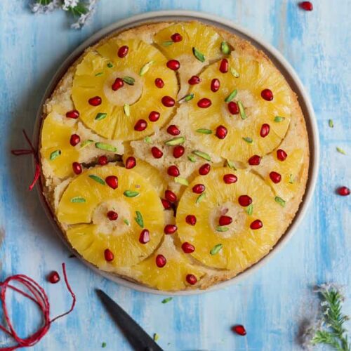 Pineapple Upside-Down Cake on a plate.