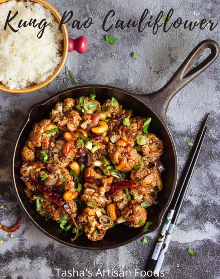 Kung Pao Cauliflower | Baked Vegan Cauliflower Kung Pao Recipe