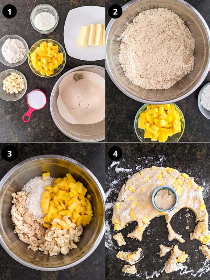 Steps for making Mango Coconut Scones | Easy Eggless Mango Scones Recipe